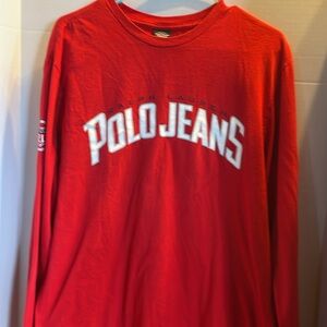 Ralph Lauren Red Polo Jeans Long Sleeve Tshirt size Medium Vintage